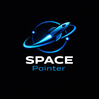 Futuristic rocket logo with blue trail